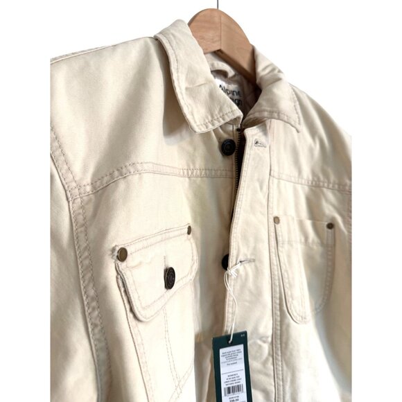 Alpine Design Quilted Lined Chore Coat Size Small Natural Khaki Pockets Full Zip - Picture 12 of 16